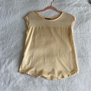 MANGO butter yellow satin effect blouse.